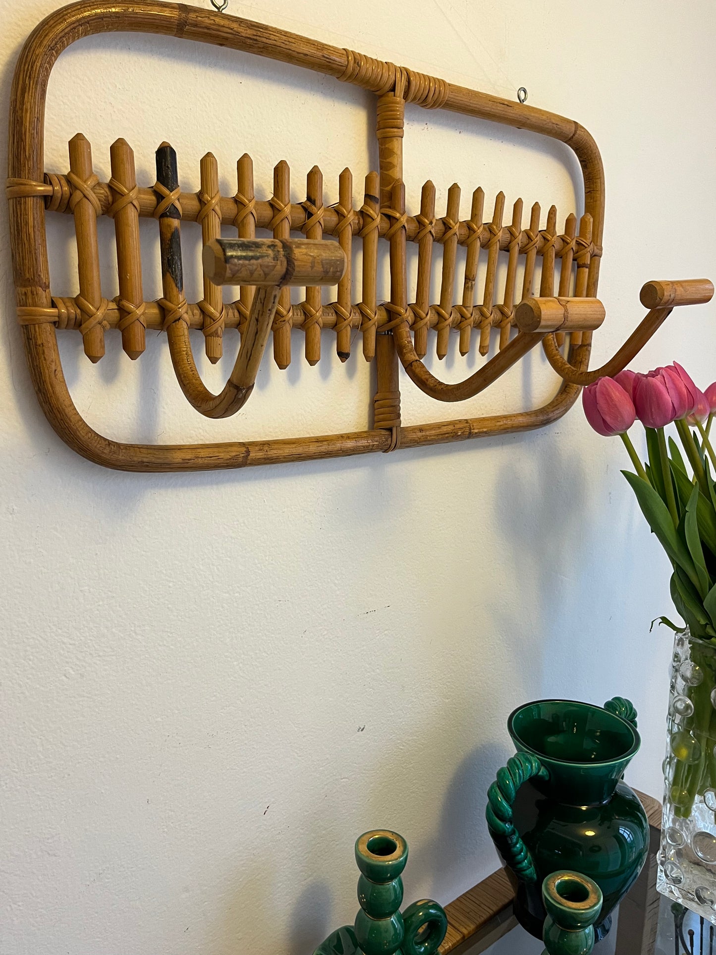 Vintage Italian Bamboo Wall Rack