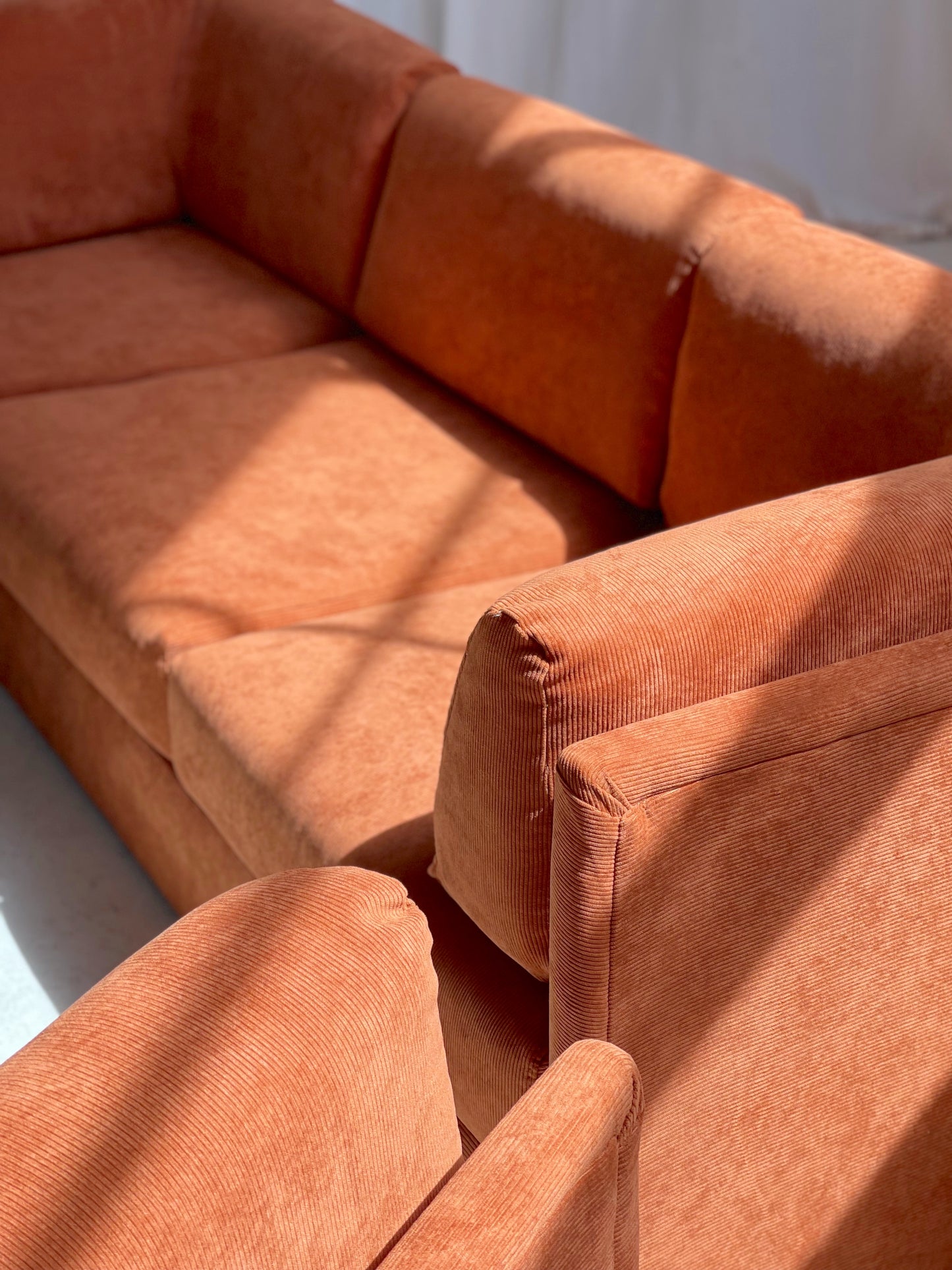 Rust Corduroy Vintage Modular Sofa