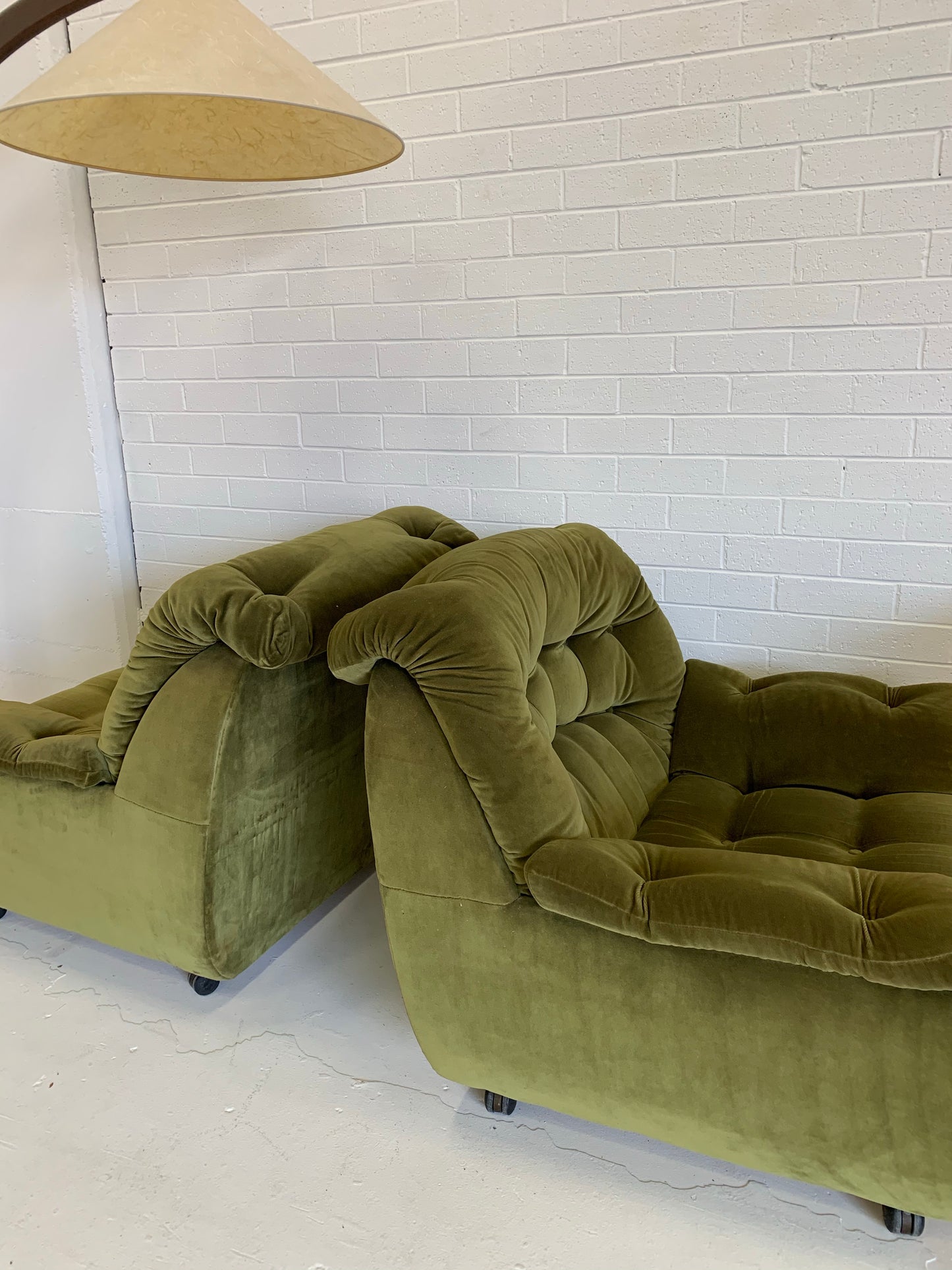 Vintage Green Velvet Armchairs