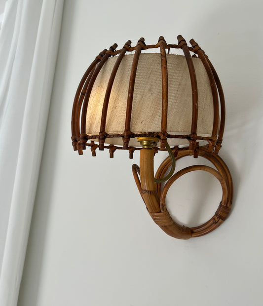 - 1960s French Bamboo Sconce by Louis Sognot