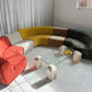 Vintage Glass & Travertine Coffee Table