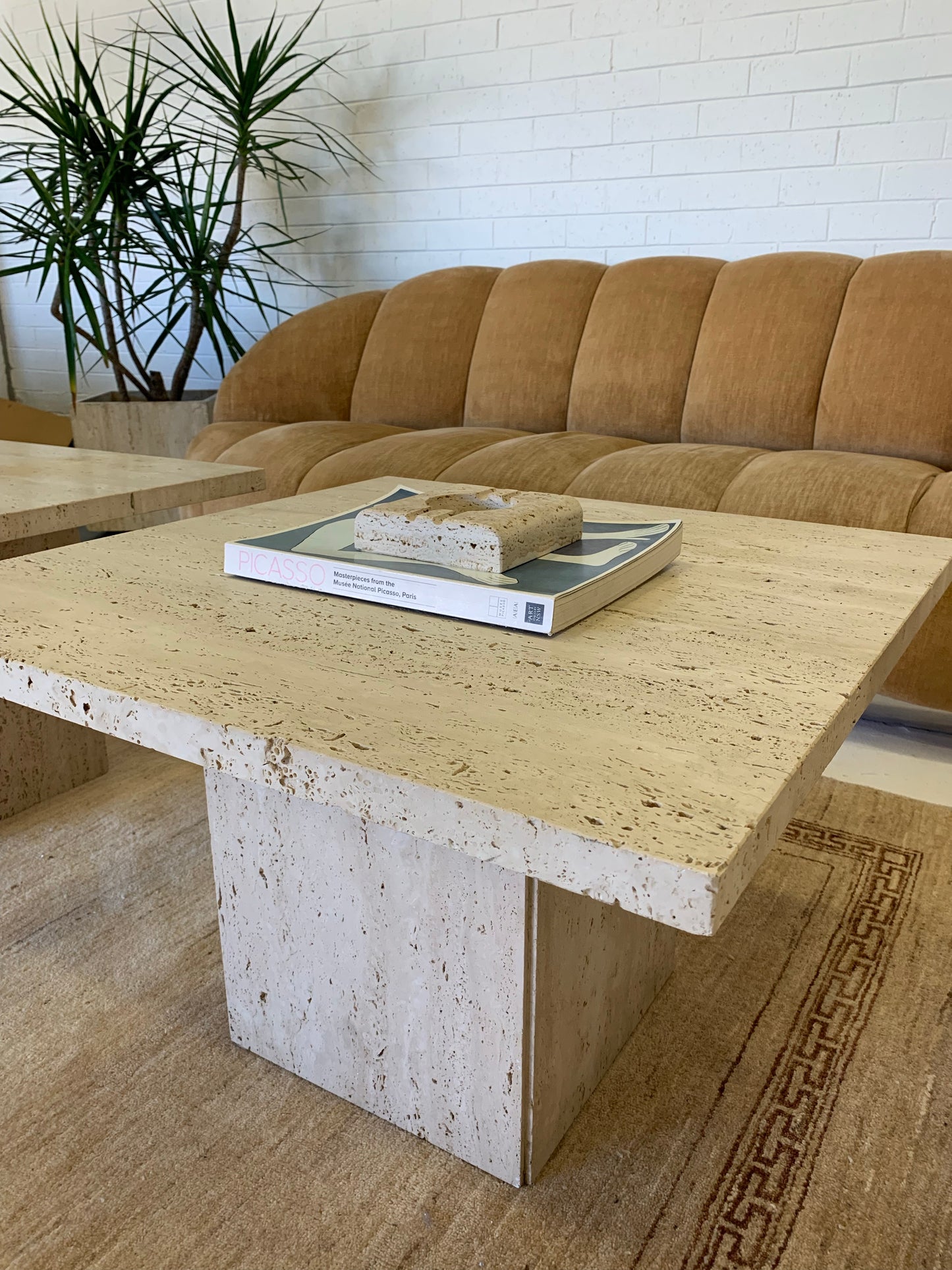Unfilled Travertine Side Table/ Coffee Table