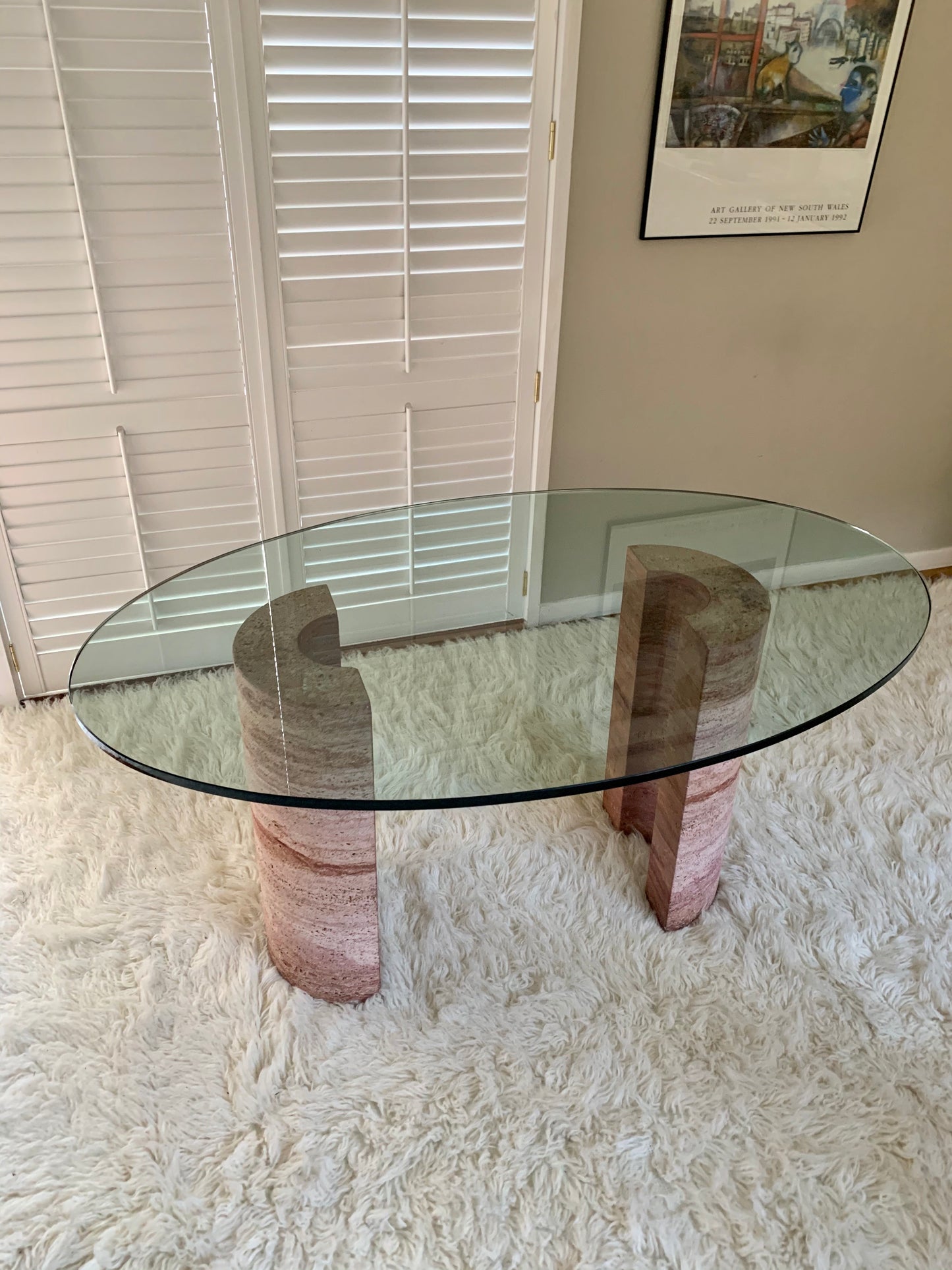 Rare Pink Travertine Table