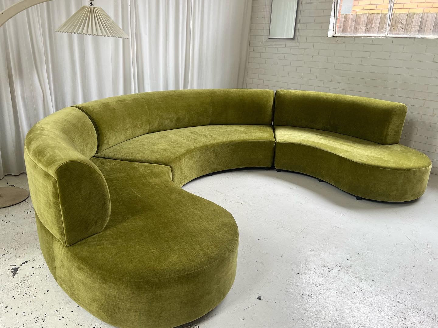 - Bespoke Olive Velvet Curved Modular Sofa