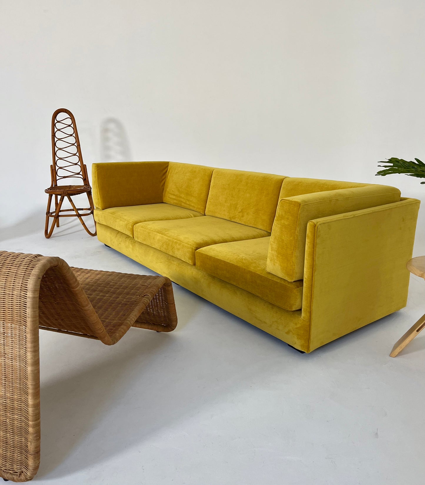 - Vintage Custom Velvet Sofa in Sunshine - Fully Refurbished