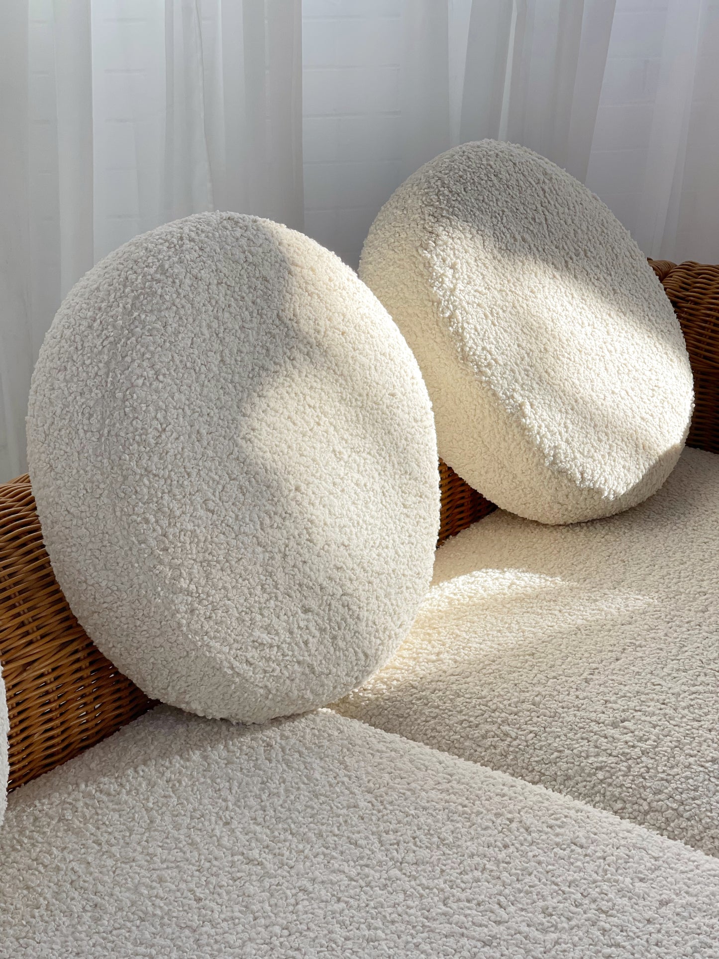 Vintage Cane and Boucle Lounge / Day Bed