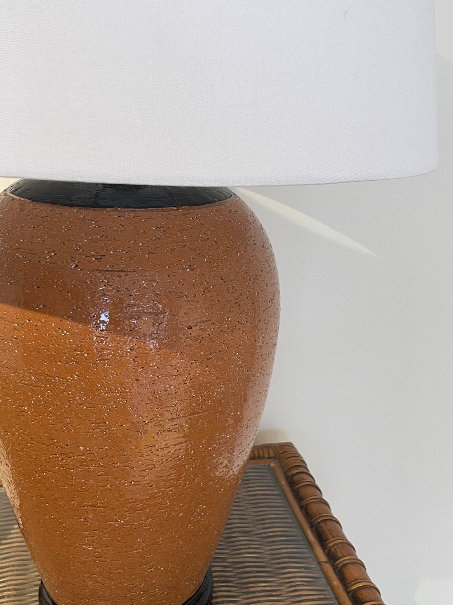 - Vintage Italian Glazed Terracotta Coloured Lamp