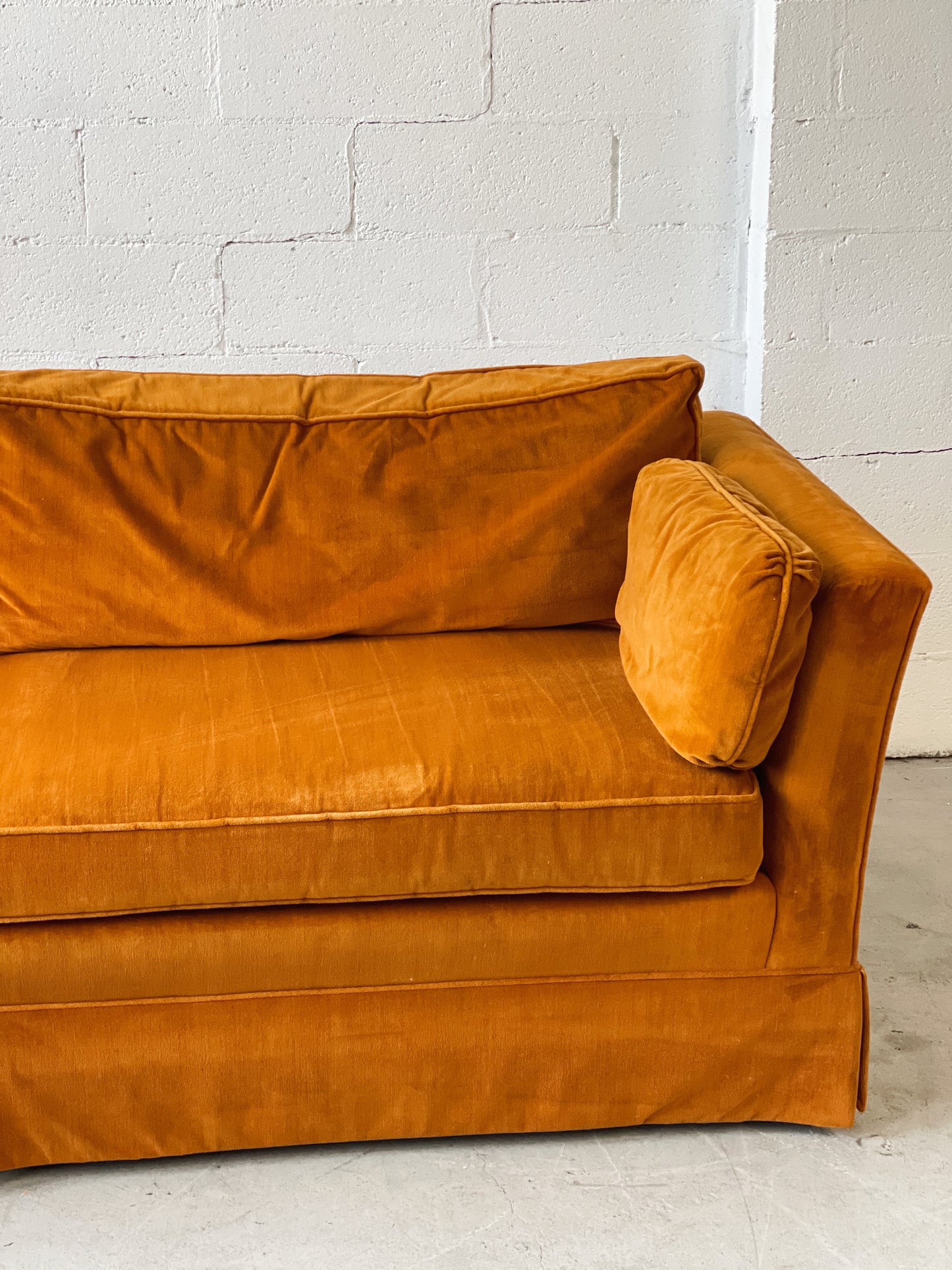 Large Burnt Orange Velvet Lounge