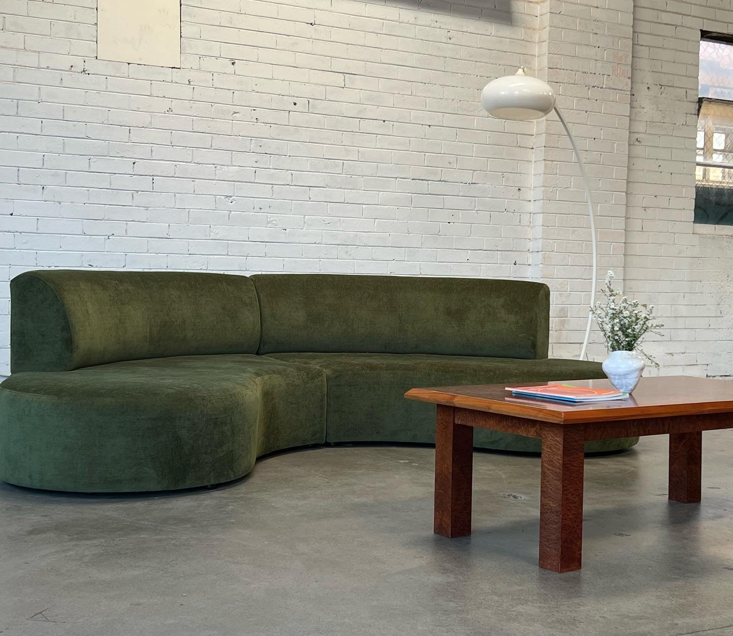 Bespoke Curved Sofa in Deep Botanical Green