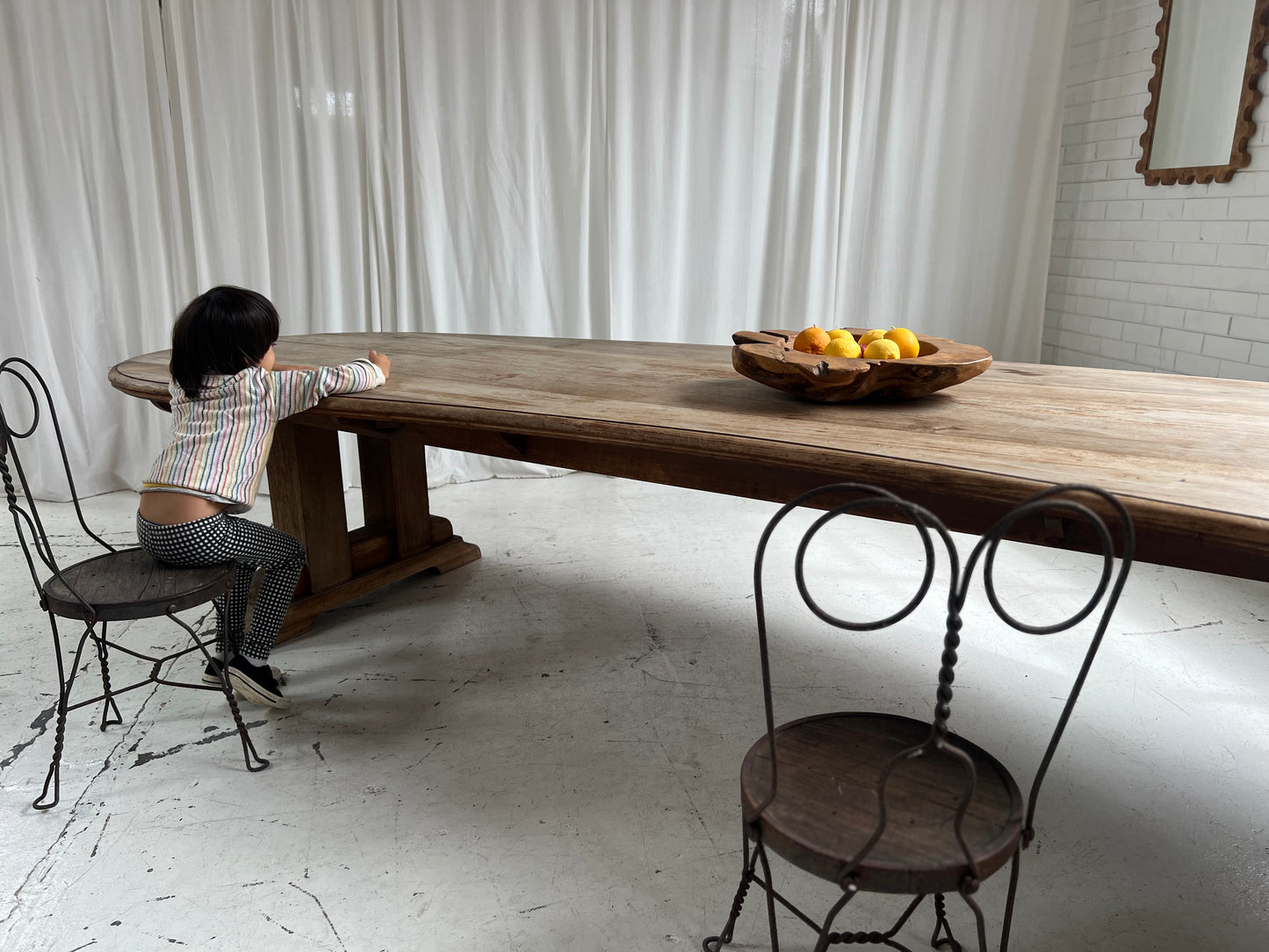 Custom Large Wooden Curved Table