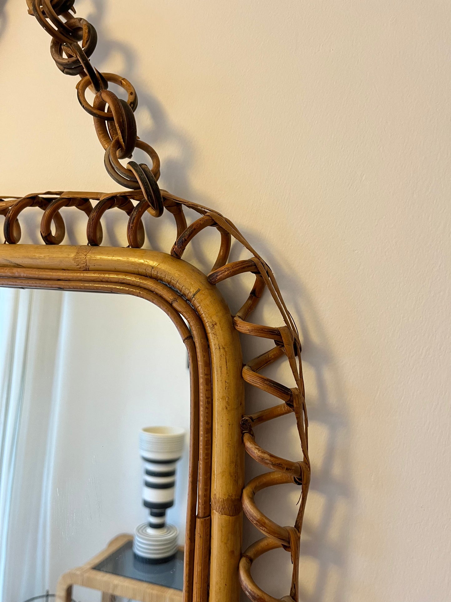 Vintage Italian Bamboo Mirror, Circa 1960’s