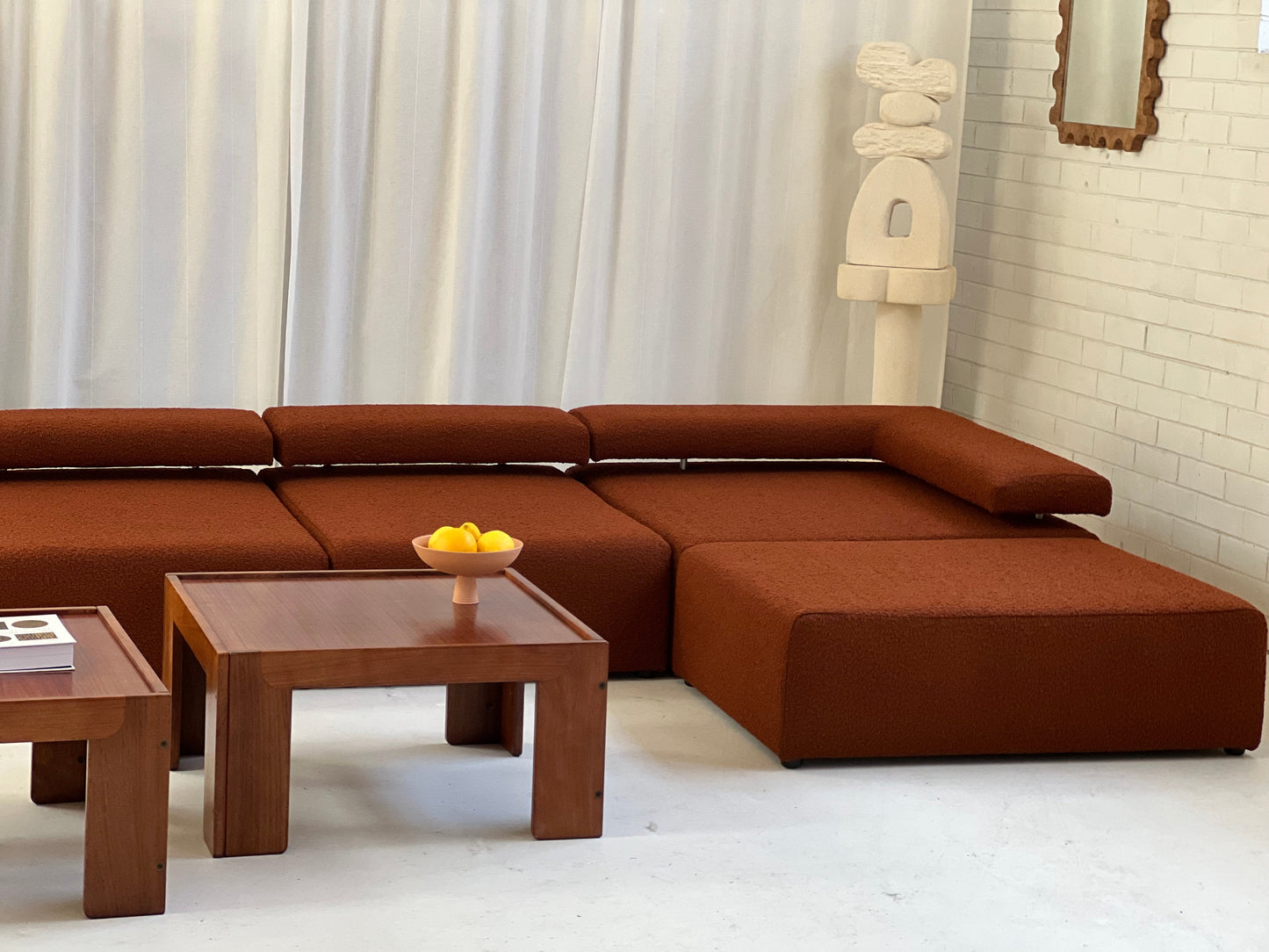 Large Bespoke Rust Boucle Modular Sofa