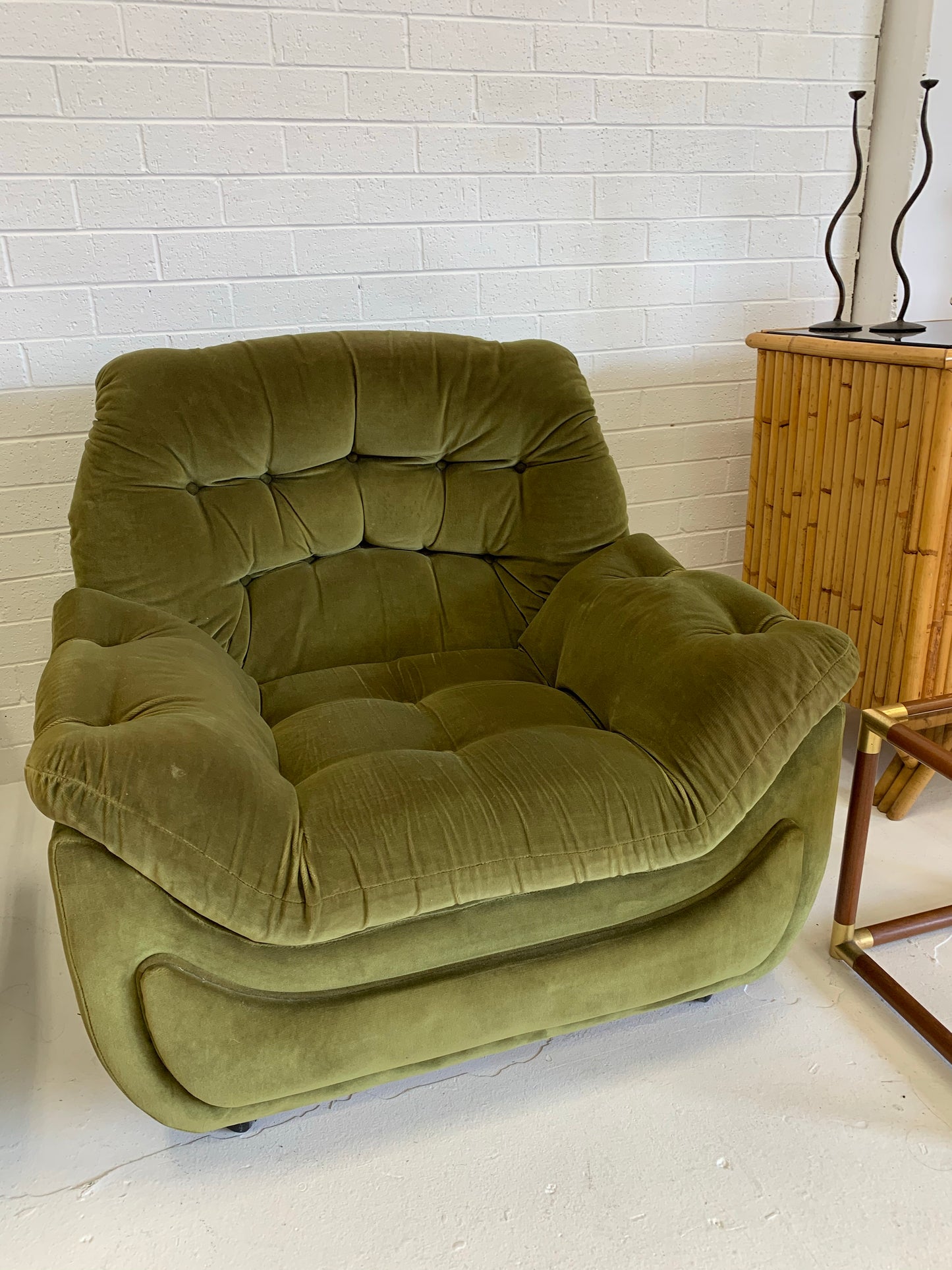 Vintage Green Velvet Armchairs