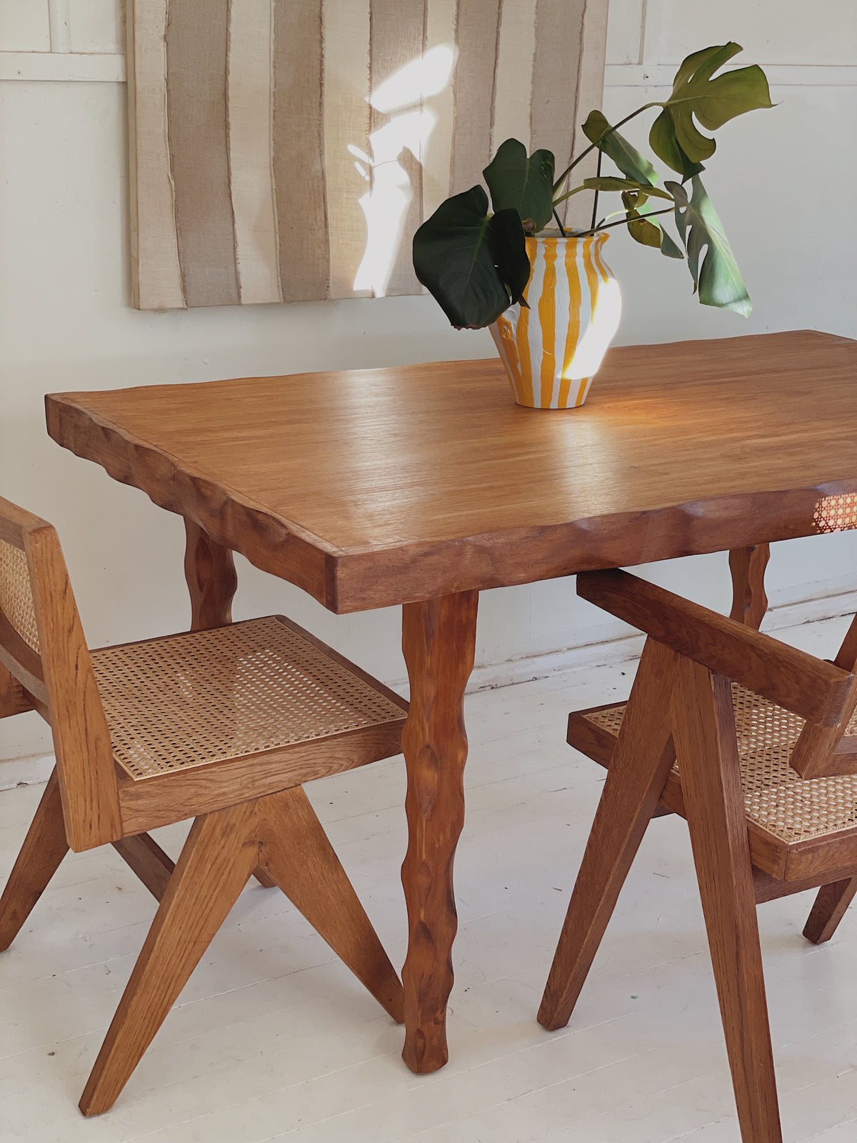 Primitive Wavy Carved Table