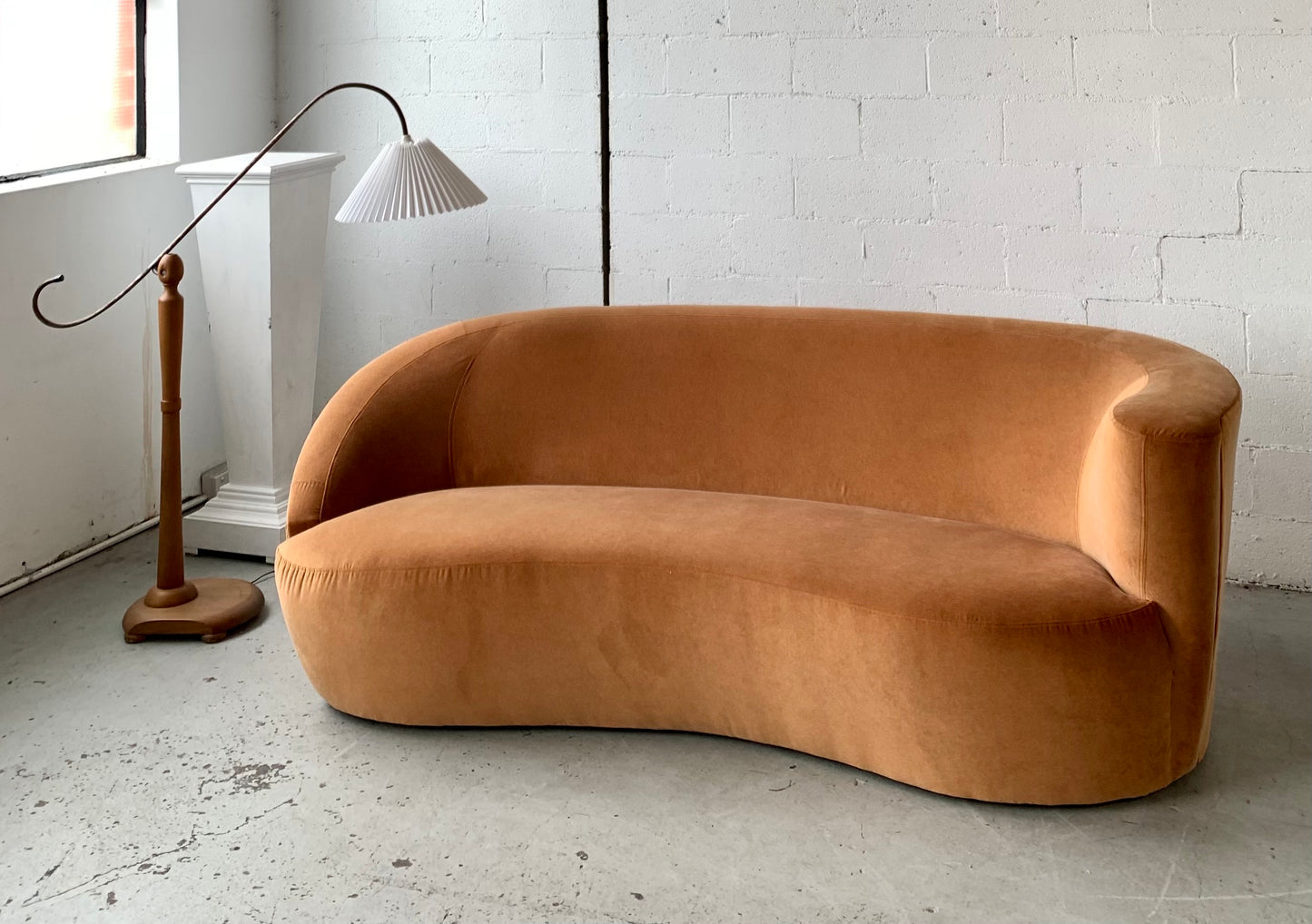 Bespoke Curved Sofa in Ginger Velvet