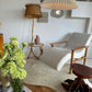 Sculptural Boucle & Wooden Chaise Lounge Chair
