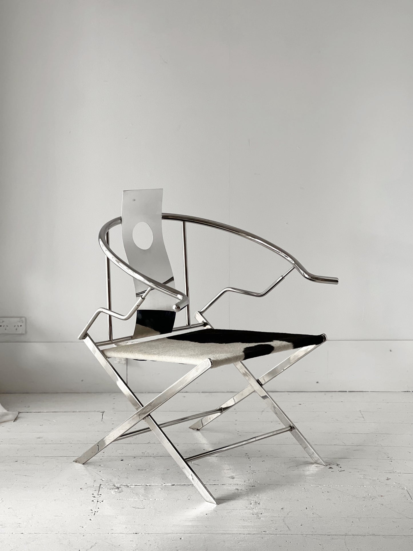 Chrome & Cow-Hide Lounge Chair