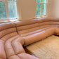 Vintage Modular Curved Blush Pink Leather Sofa