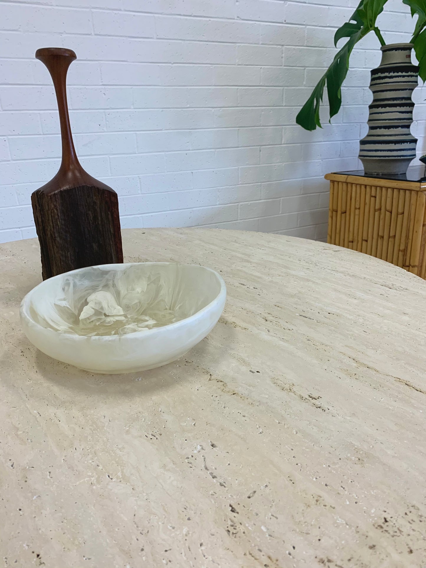 Vintage Unfilled Travertine Dining Table
