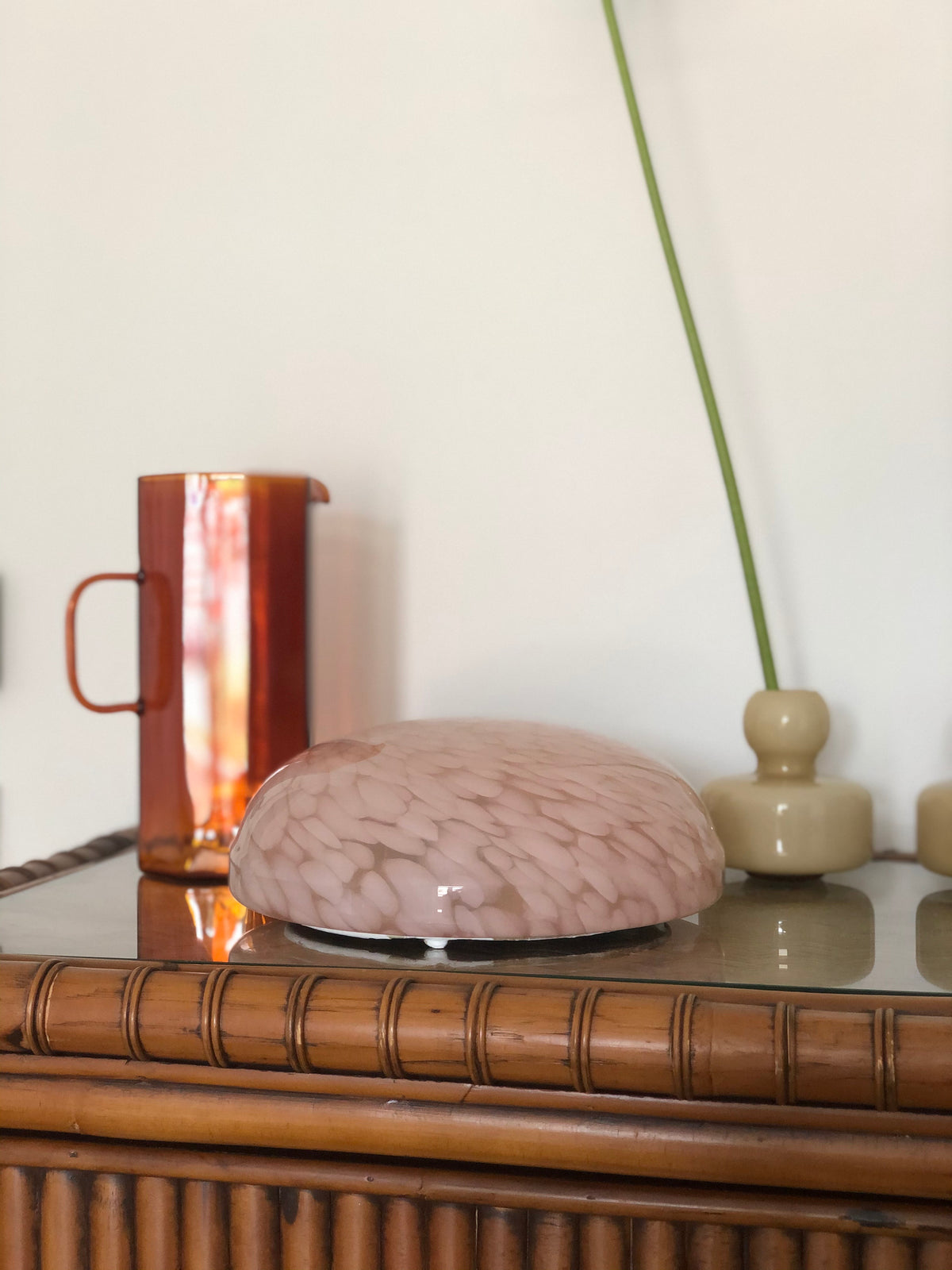 Pink glass button lamp