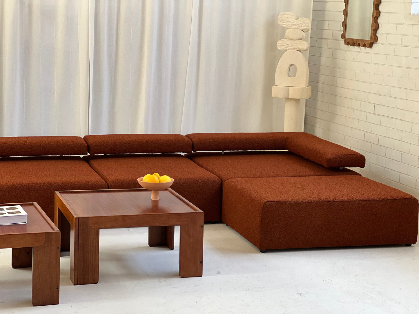 Large Bespoke Rust Boucle Modular Sofa