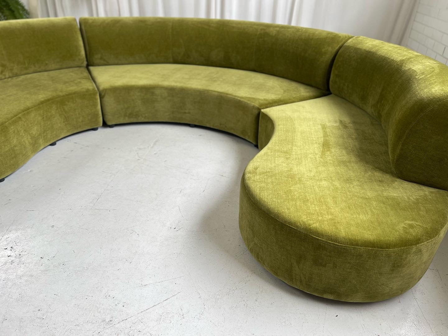 - Bespoke Olive Velvet Curved Modular Sofa