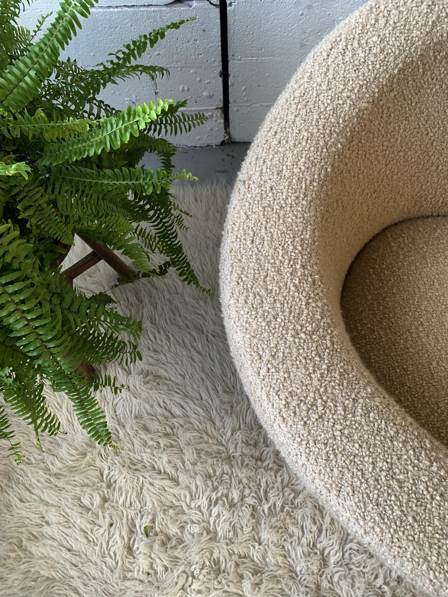 Vladimir Kagan-Style Swivel Chair in Wool Boucle - Two Available