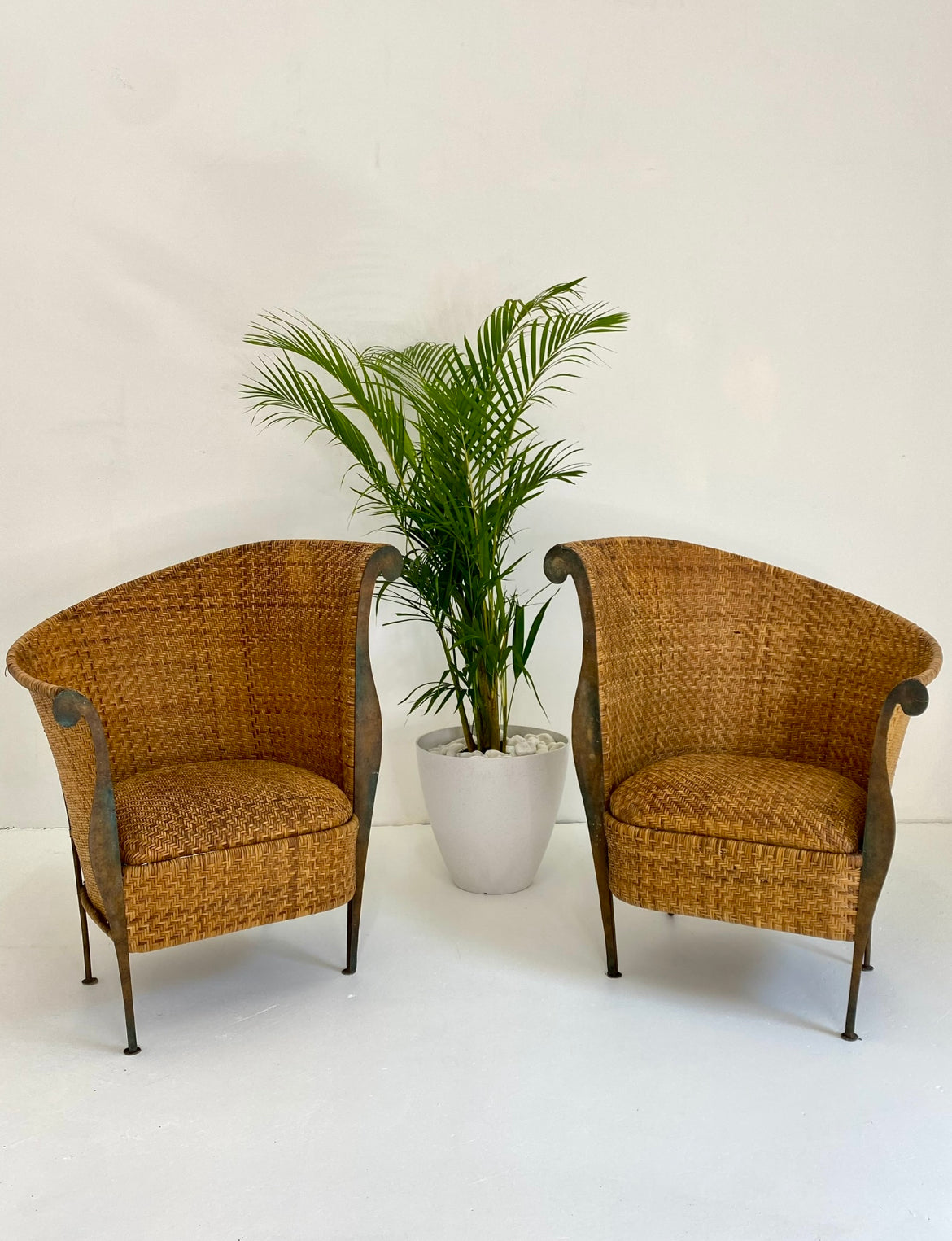 - Art Nouveau Style Rattan Chairs - Two Available