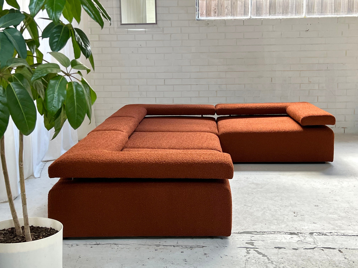 Large Bespoke Rust Boucle Modular Sofa
