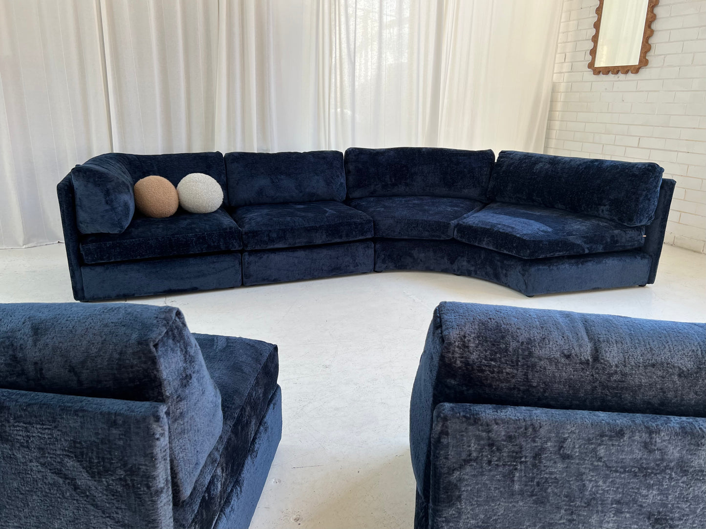 - Bespoke Curved Midnight Chenille Modular Sofa