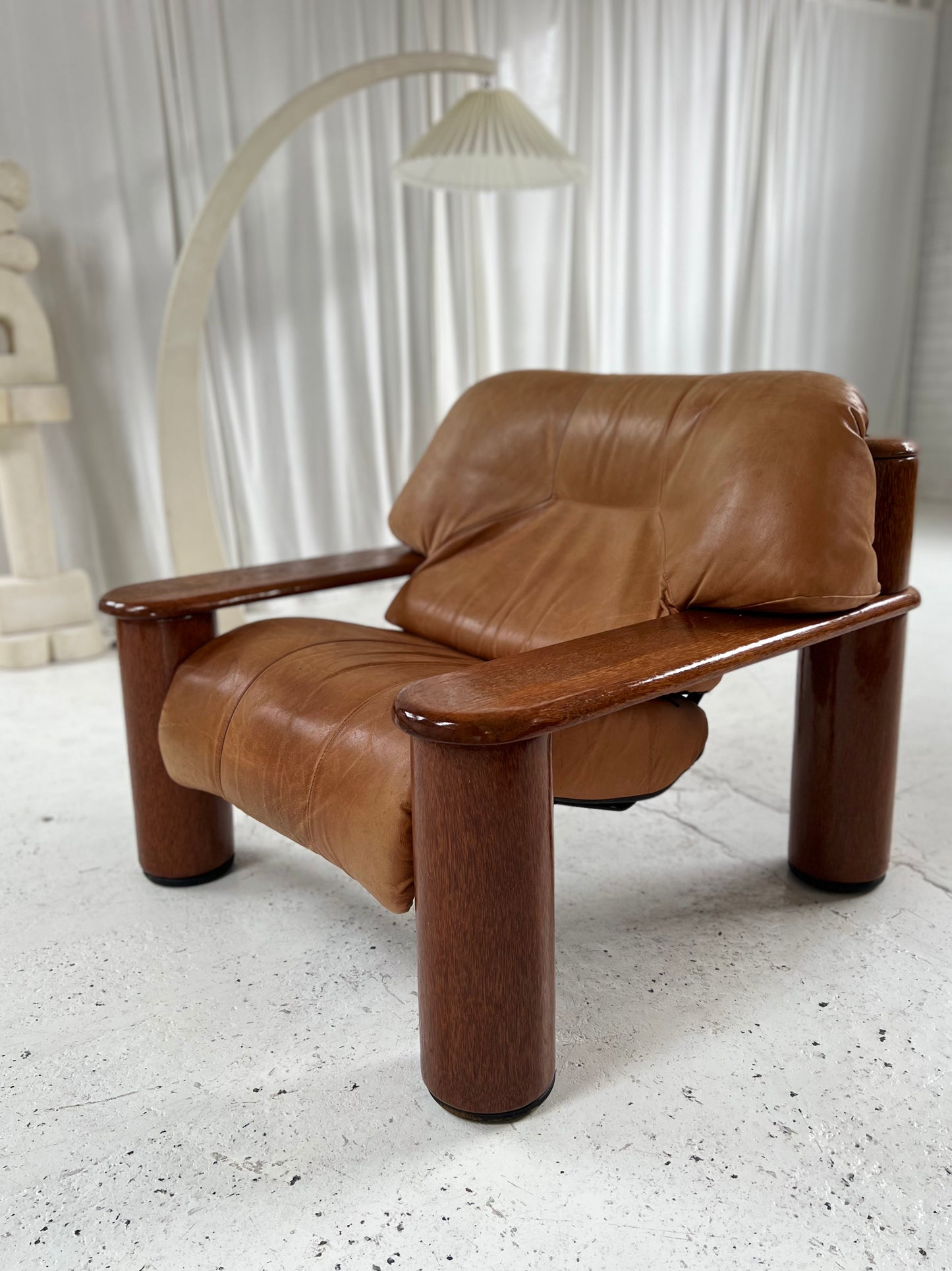 - Pacific Green Tan Leather Armchair