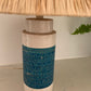 Vintage Italian Ceramic Lamp With Raffia Shade