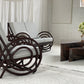 Vintage Dark Bamboo Armchair - Coffee Stripe