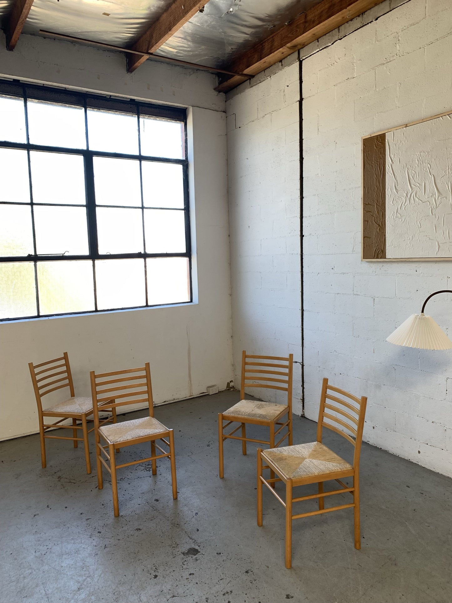 Set of Four Rush Dining Chairs