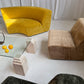 Vintage Glass & Travertine Coffee Table