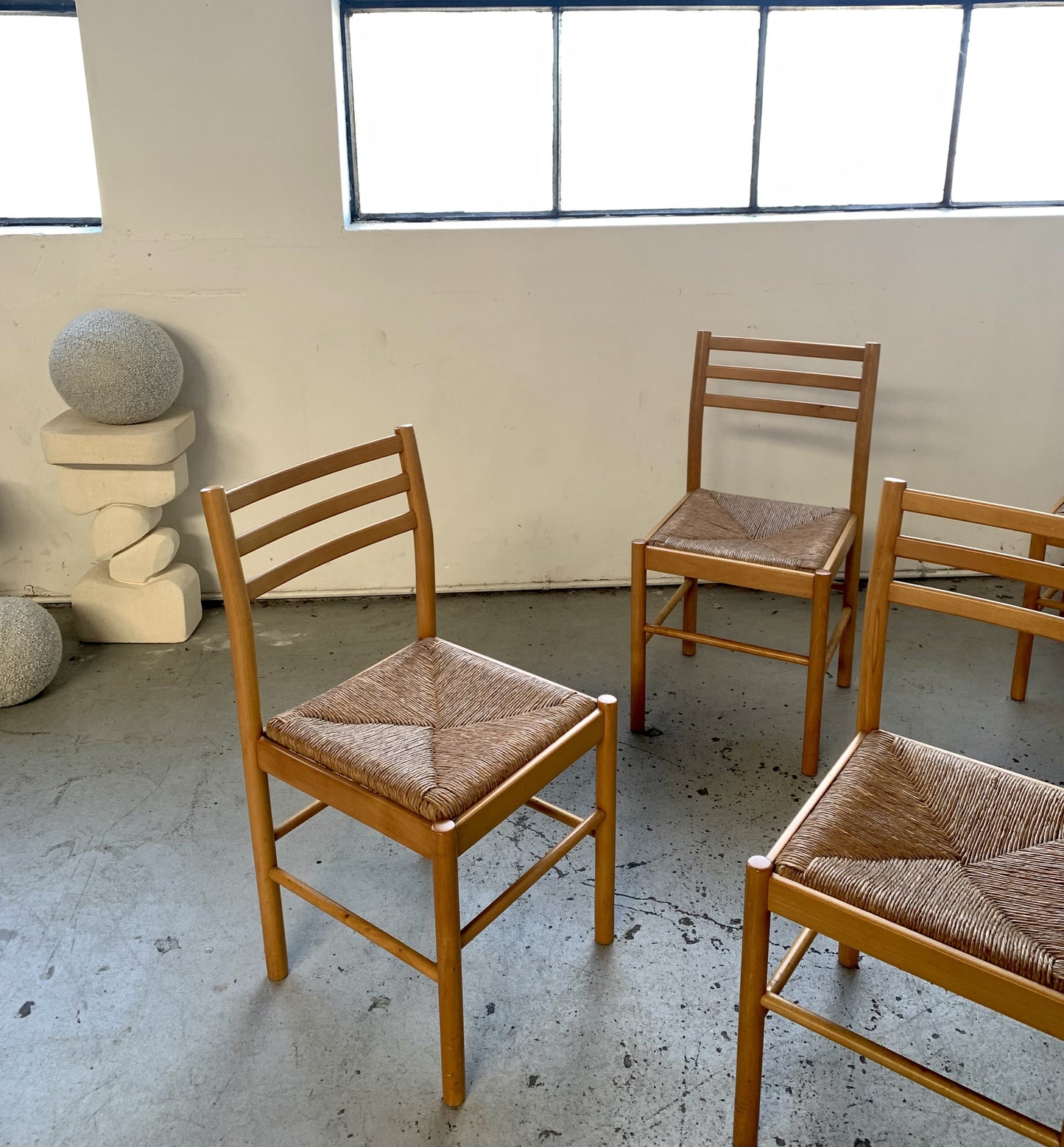 Set of Six Rush Dining Chairs