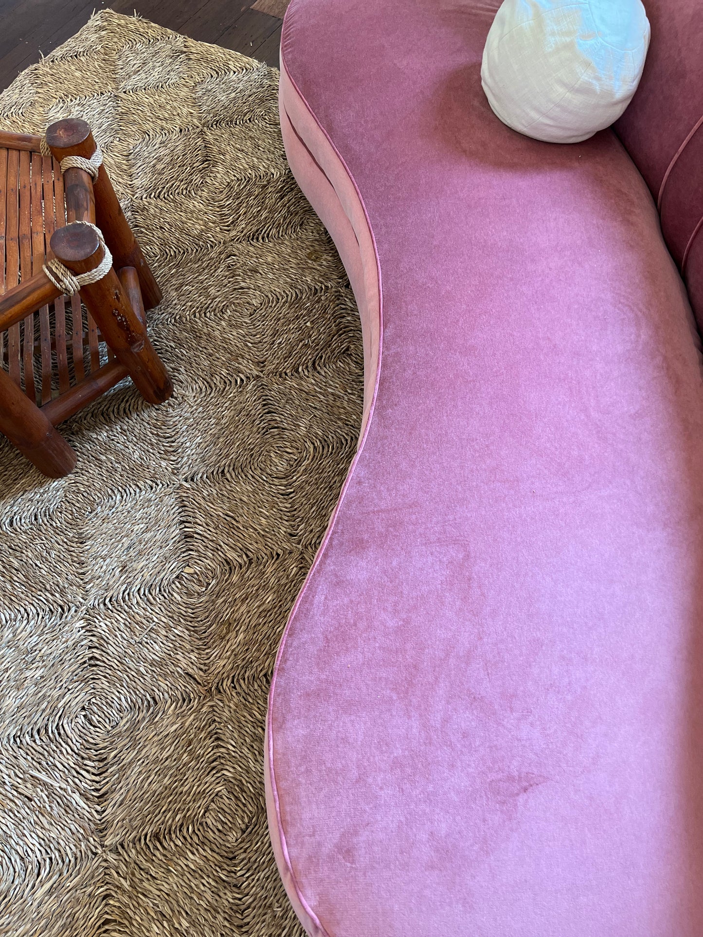 Sculptural Pink Velvet Sofa