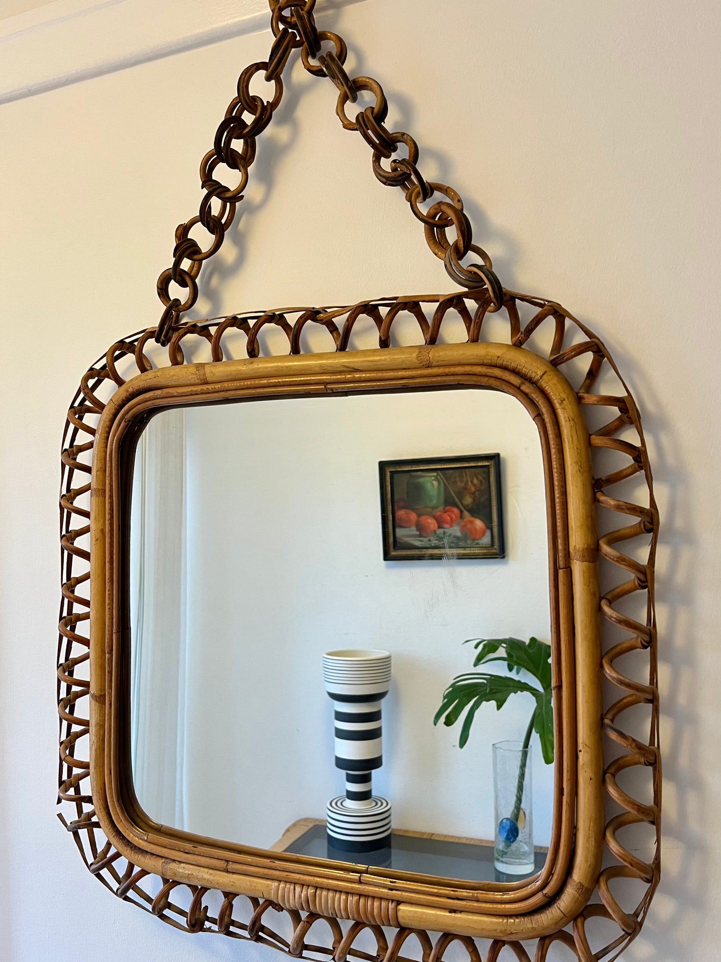 Vintage Italian Bamboo Mirror, Circa 1960’s