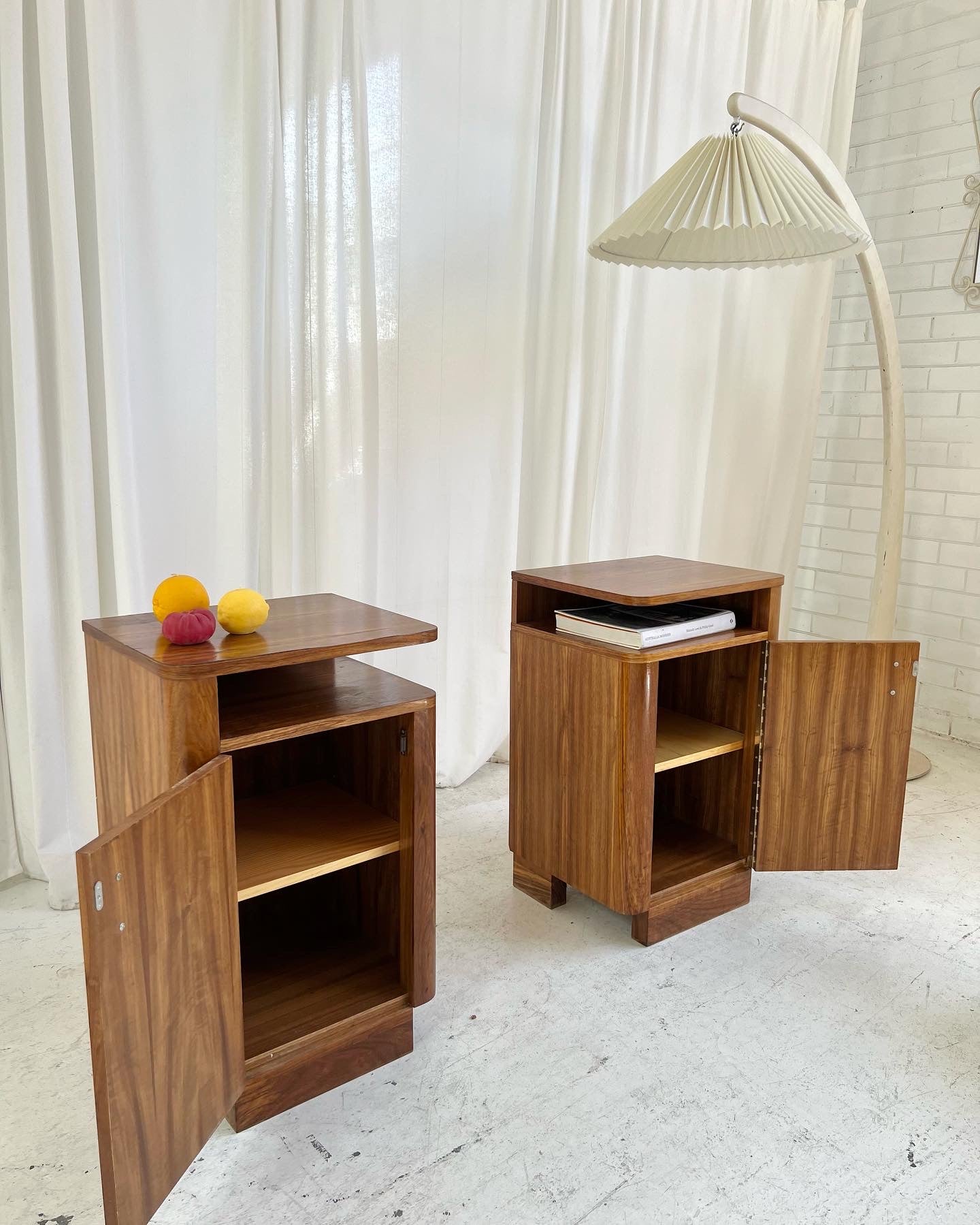 - Set of Two Vintage Wooden Bedside Tables