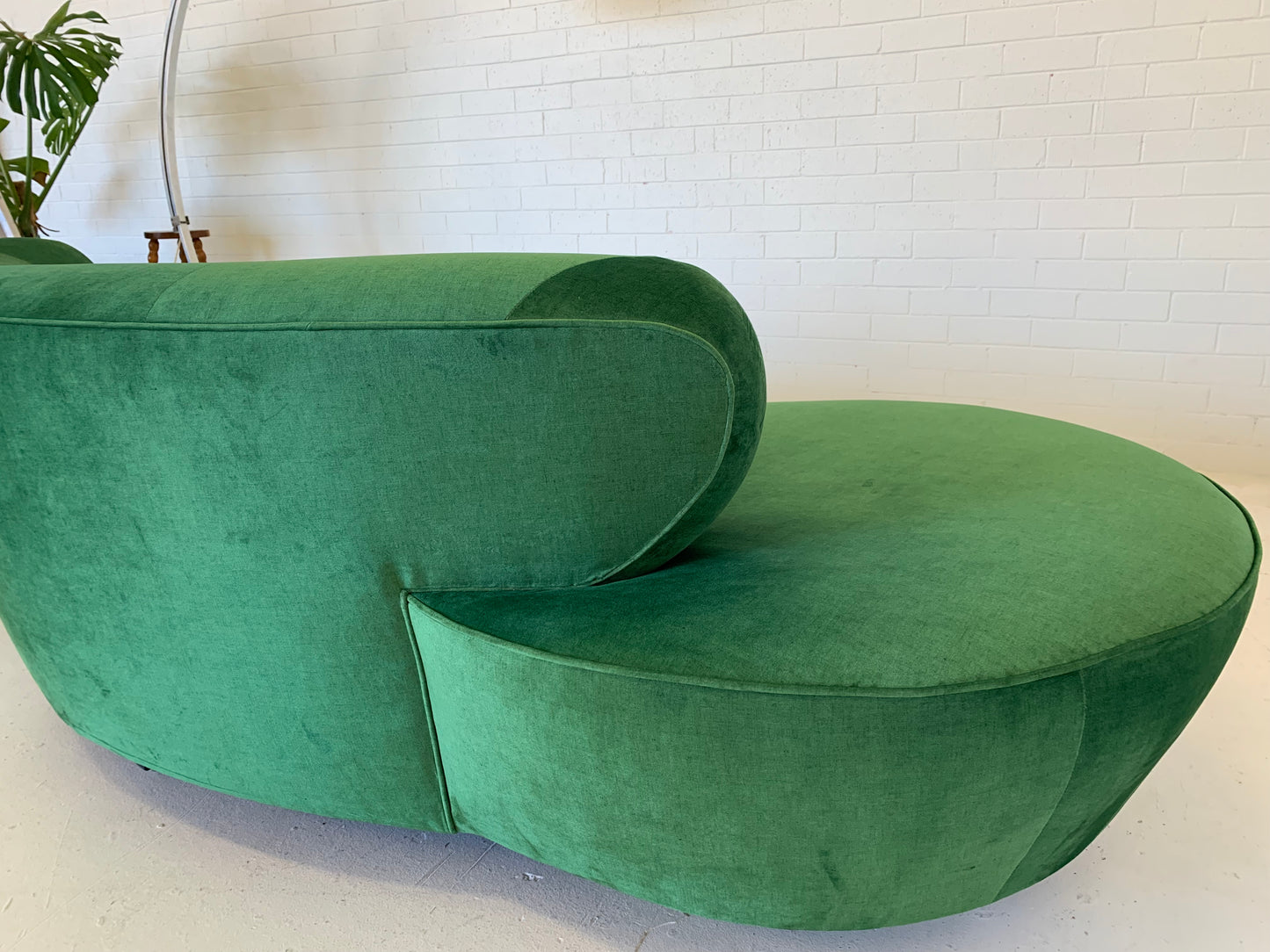 Stunning Green Curved Velvet Sofa