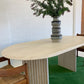 Incredible Honed Travertine Oval Dining Table