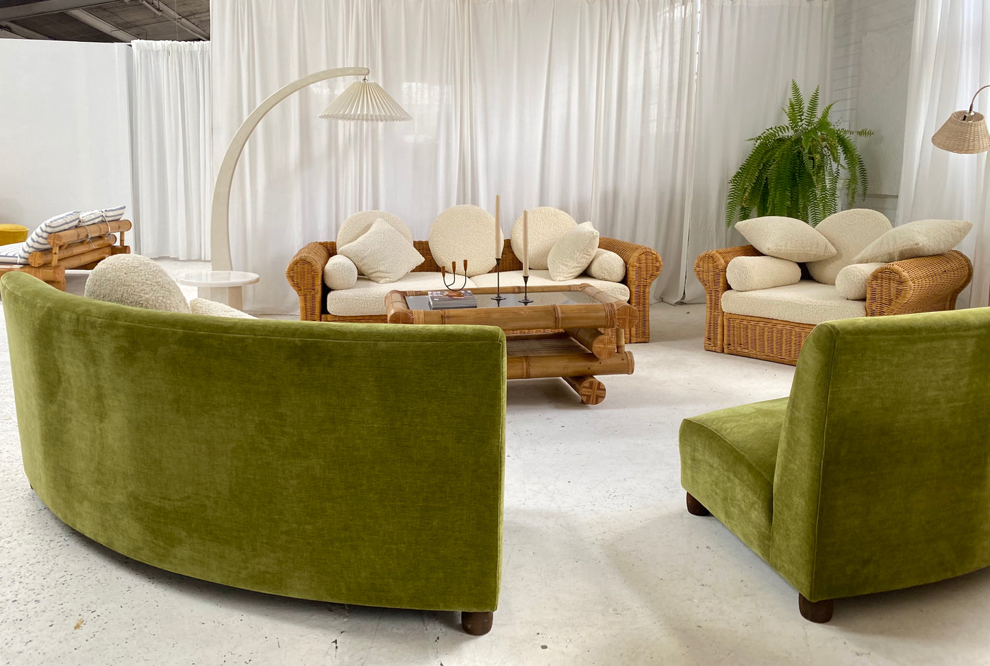 Bespoke Olive Curved Modular Sofa