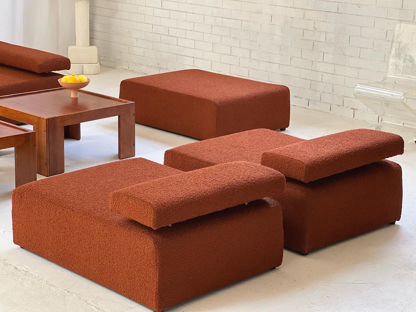 Large Bespoke Rust Boucle Modular Sofa