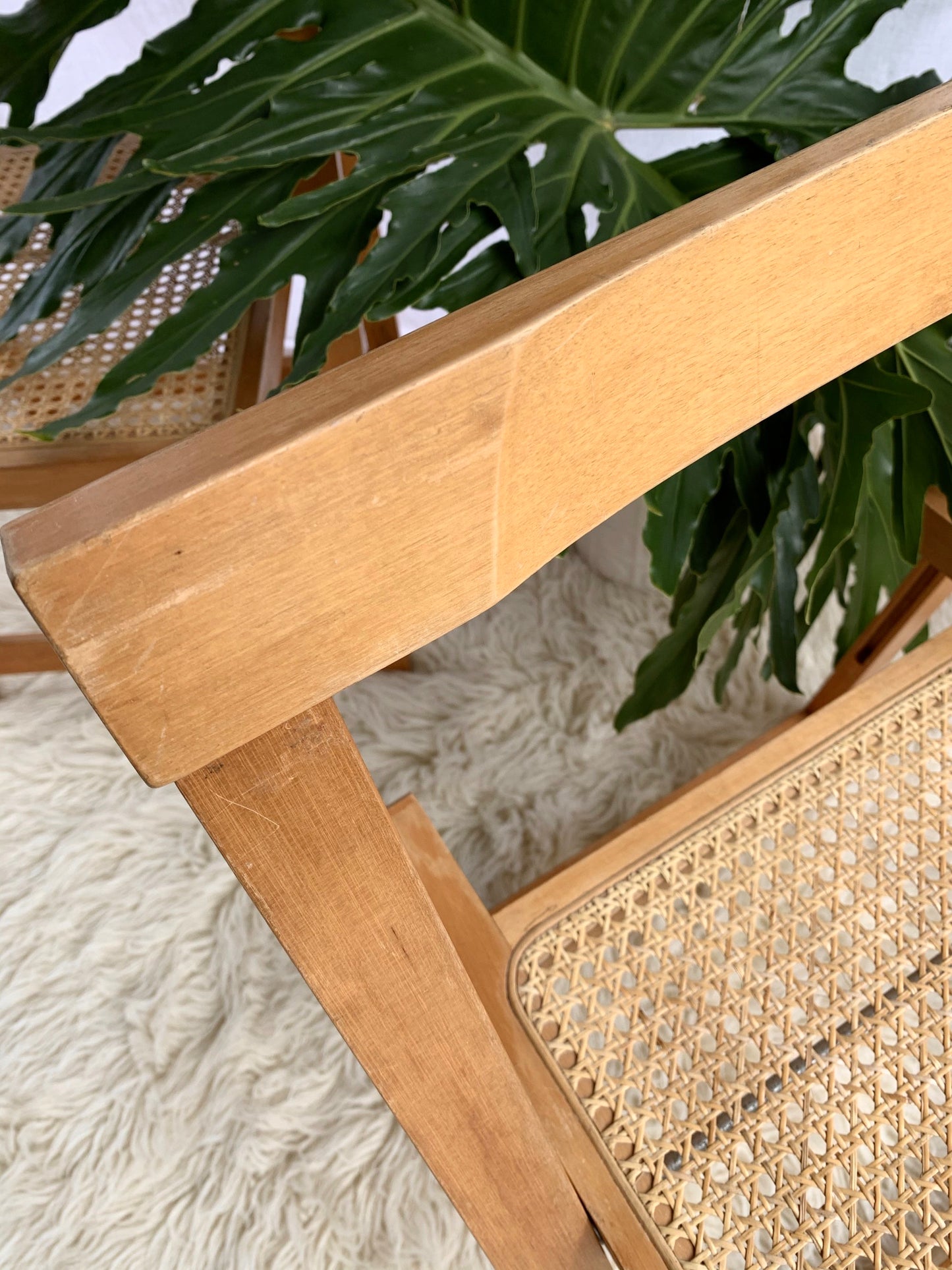 Original Italian Aldo Jacober Rattan Folding Chairs