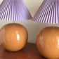 Terracotta with pleated lilac shade lamps