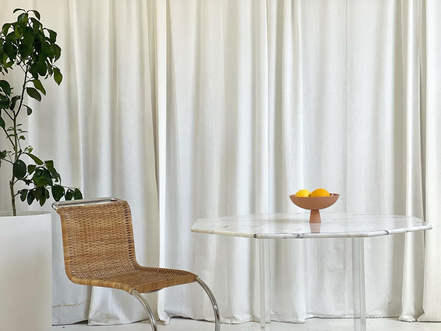 Octagonal Carrara Marble & Lucite Table