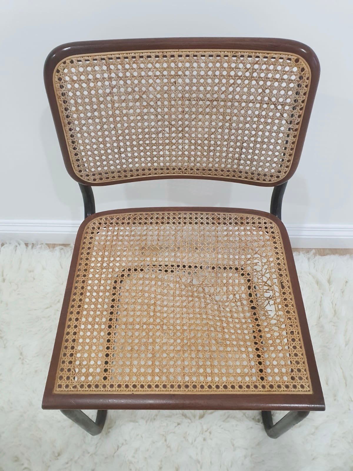 Set of Vintage Cane Cantilever Dining Chairs