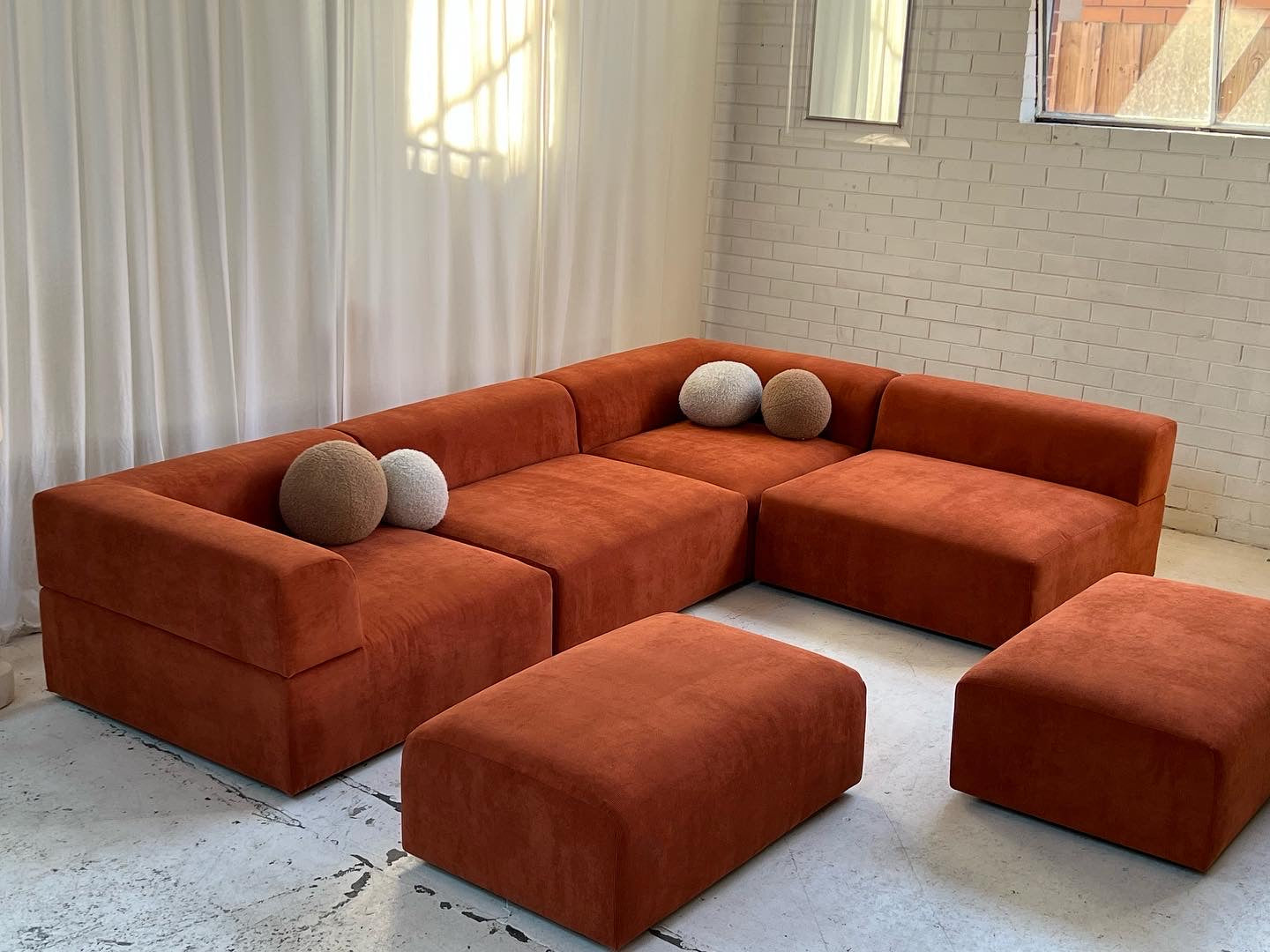Bespoke Large Corduroy Modular Sofa Set