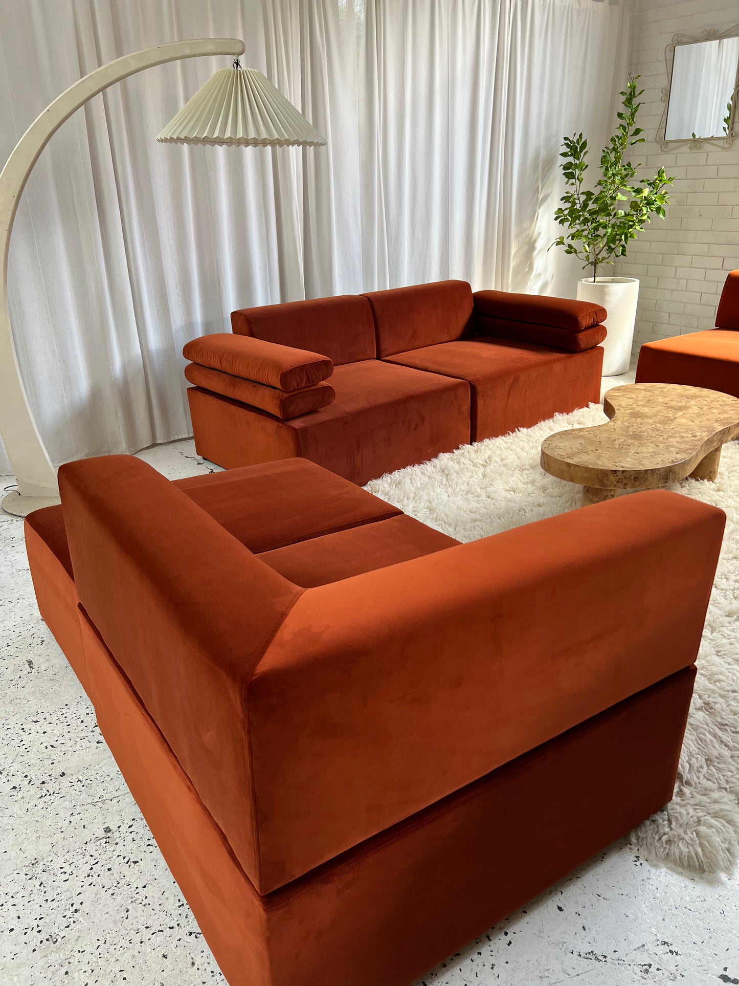 - Copper Velvet Modular Sofa Set