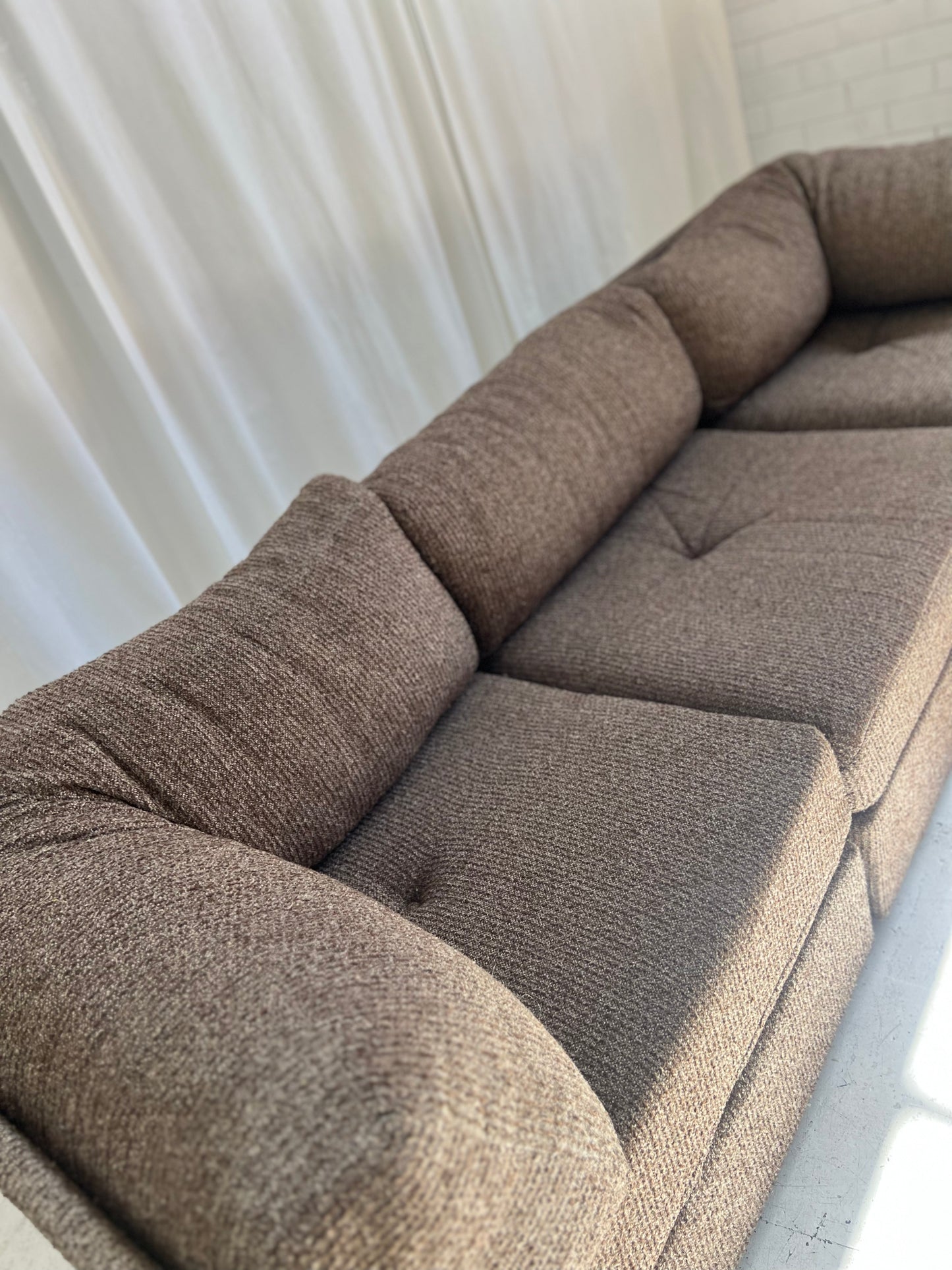 - Vintage Brown Tweed Playpen Modular Sofa